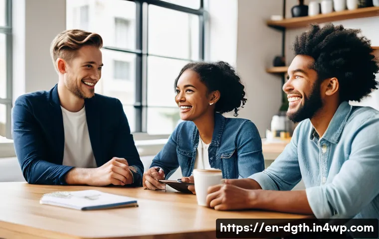디지털 노마드를 위한 멘탈 헬스 관리 - **Prompt:** A diverse group of young adults and professionals (ages 25-45) are gathered in a bright,...