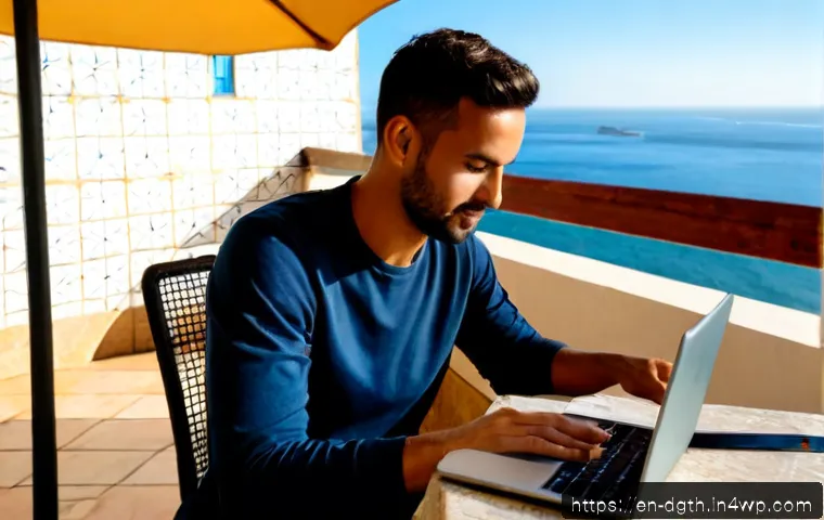 디지털 노마드의 성공 사례 분석 - Photorealistic success story of a digital nomad: confident freelance consultant in casual smart clot...
